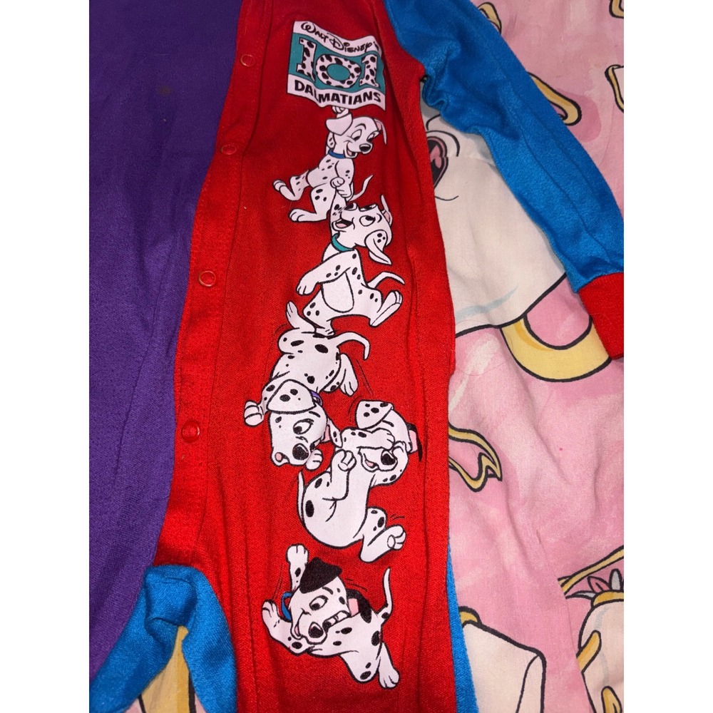Vintage Disney 101 Dalmatians Colorblock Pajamas  One Piece 24 mth 90s era - Picture 3 of 5